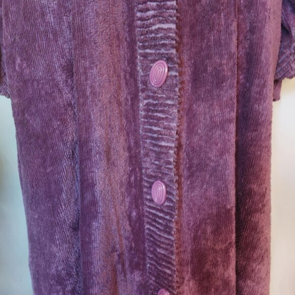 Fab vintage purple ribbed chenille housecoat robe - xl - floor length - Picture 4 of 6